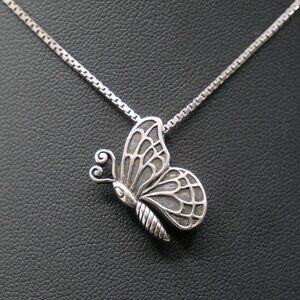 Vintage Sterling Silver Butterfly Keepsake Pendant Necklace for Ashes